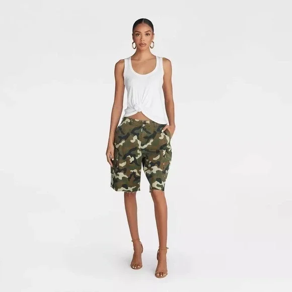 KBB KAHLANA Target XS Extra Small Mid-Rise The Cargo Shorts Camo Bermuda Short - Picture 4 of 9